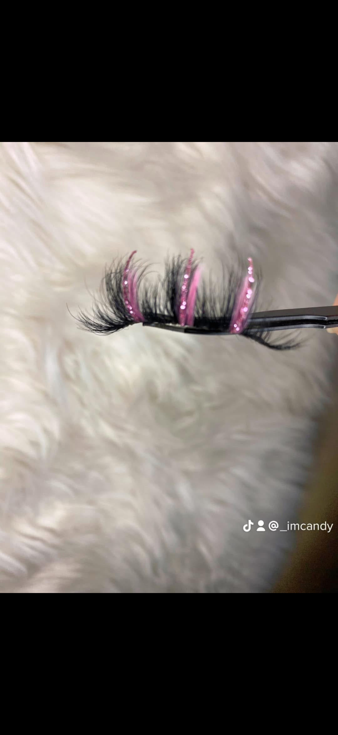 Pink Glitter strip lash